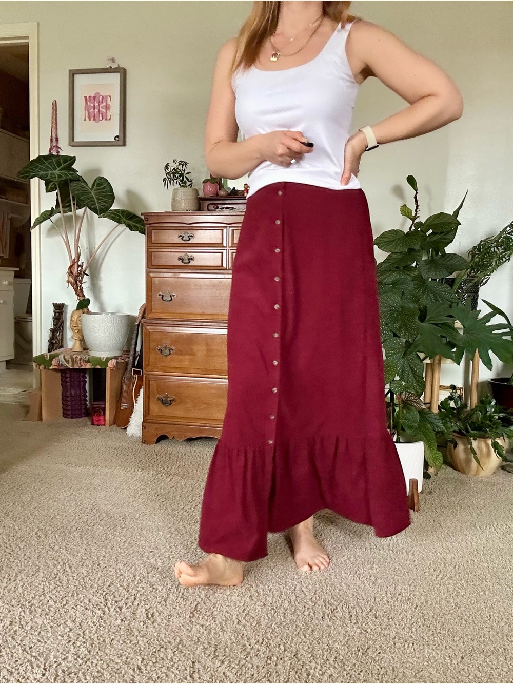 DR2 Button-Front Ruffle Maxi Skirt - Picture 3 of 9